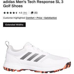 Adidas White and Red Golf Shoes
